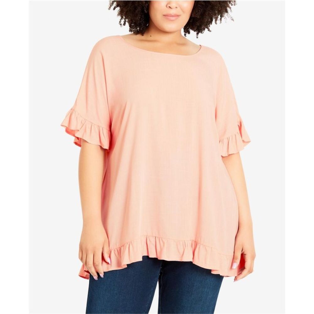 EVANS Womens Plus Size Rivka Frill Tunic Top, NWT